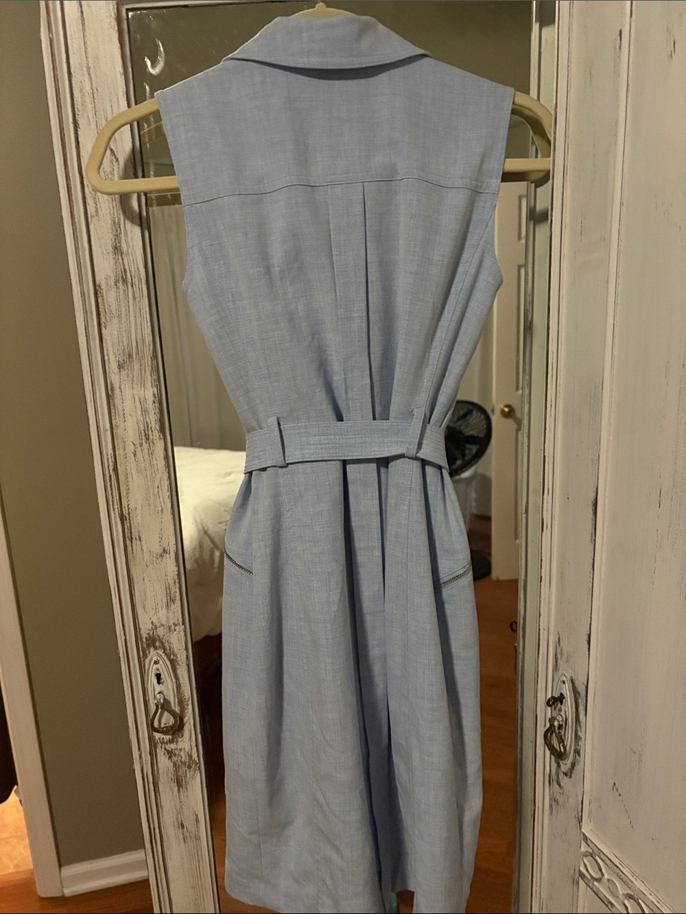 Calvin Klein Light Blue Sleeveless Midi Dress with Tie Belt - Picture 3 of 4